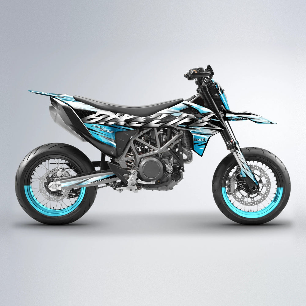 ILLUSION KTM SMC 690 supermoto graphics kit in Light Blue & White