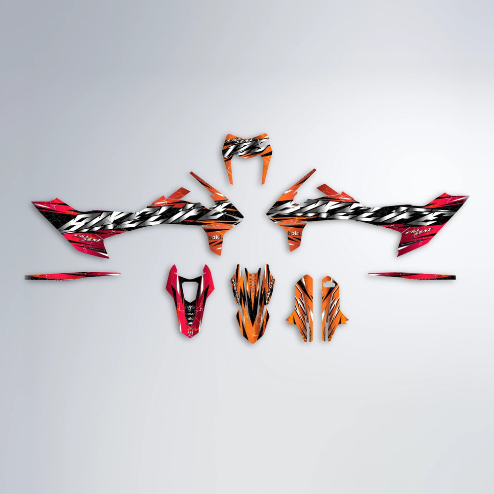 ILLUSION KTM SMC 690 graphics kit parts layout in Red & Orange