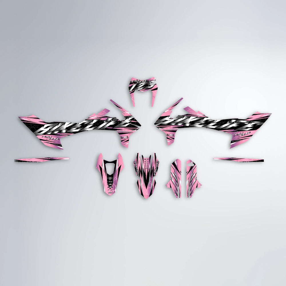 ILLUSION KTM SMC 690 graphics kit parts layout in Sakura Pink