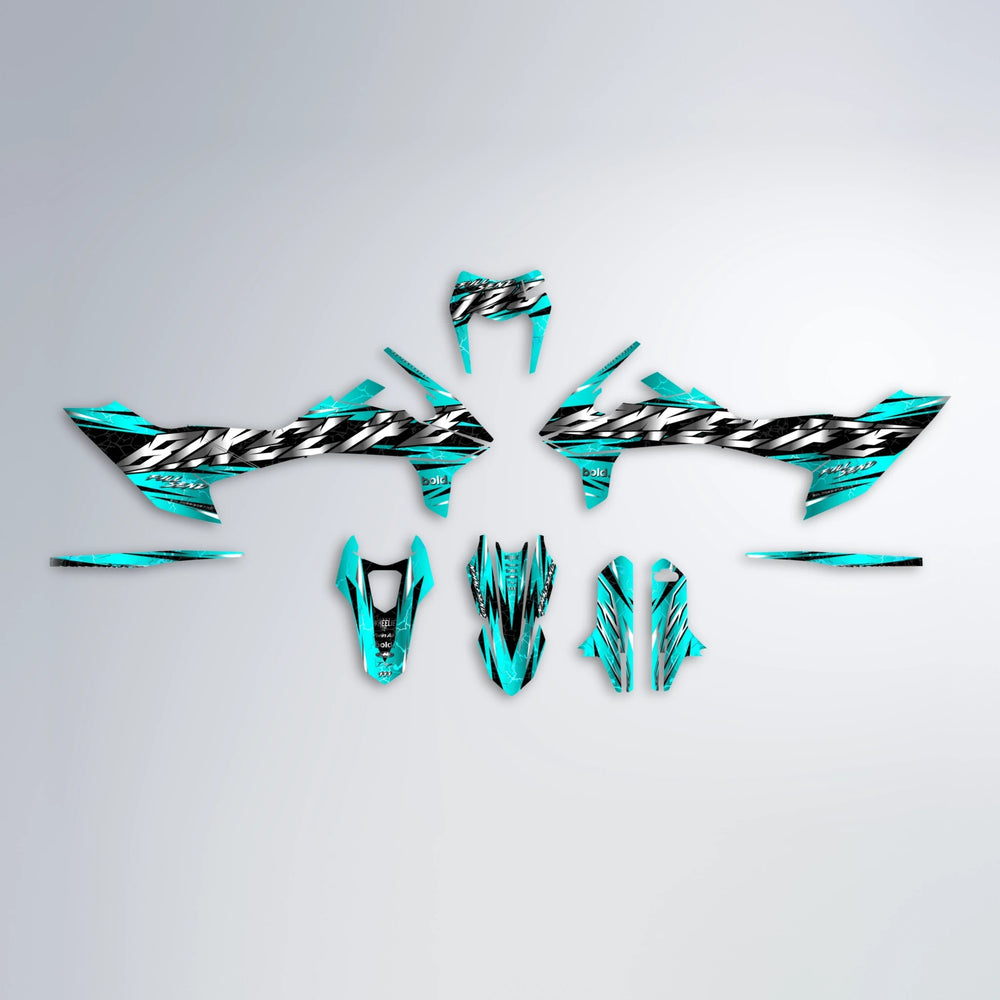 ILLUSION KTM SMC 690 graphics kit parts layout in Teal