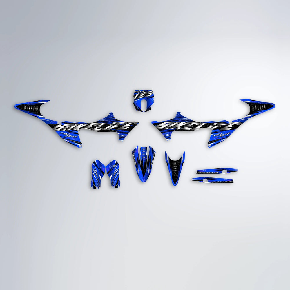 ILLUSION Stark Varg MX graphics kit parts layout in Blue