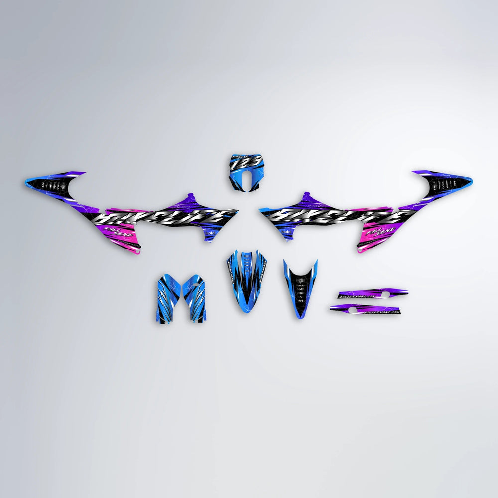 ILLUSION Stark Varg MX graphics kit parts layout in Blue Purple Fade