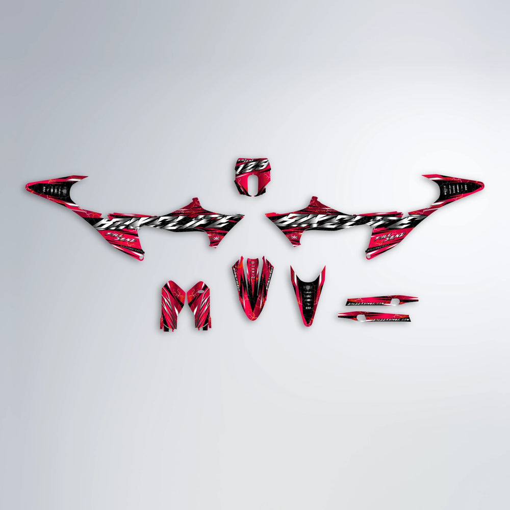 ILLUSION Stark Varg MX graphics kit parts layout in Red