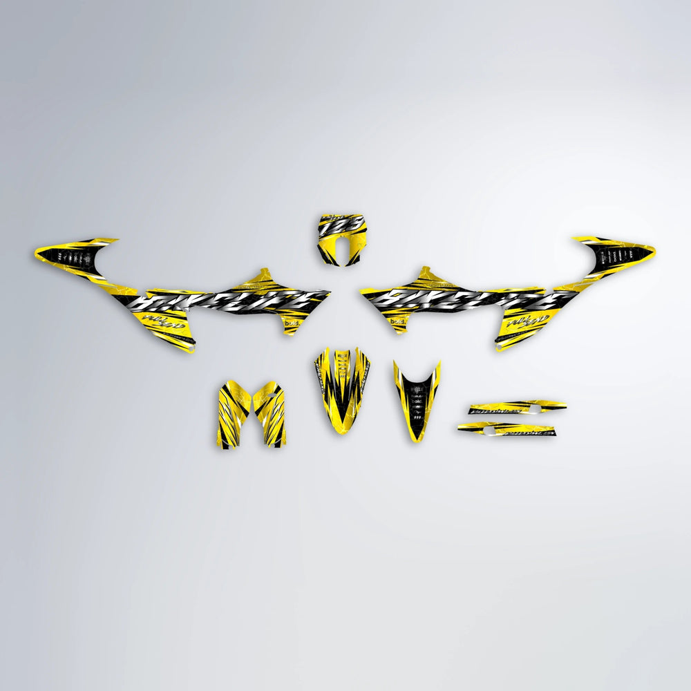 ILLUSION Stark Varg MX graphics kit parts layout in Yellow