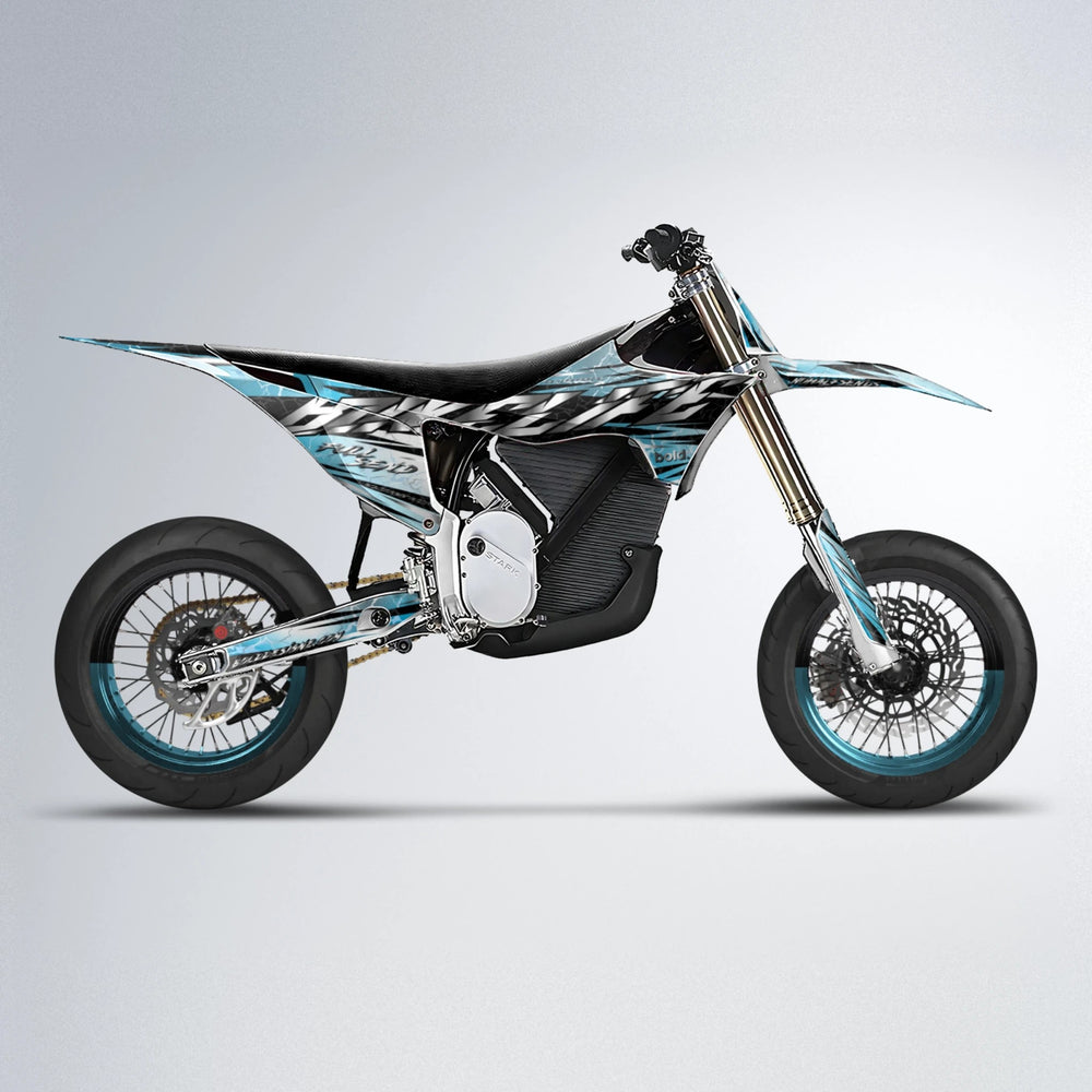 ILLUSION Stark Varg SM supermoto graphics kit in Light Blue & White