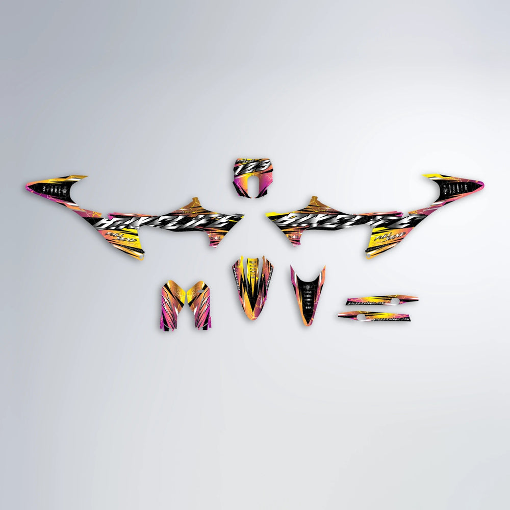 ILLUSION Stark Varg SM graphics kit parts layout in Pink & Yellow