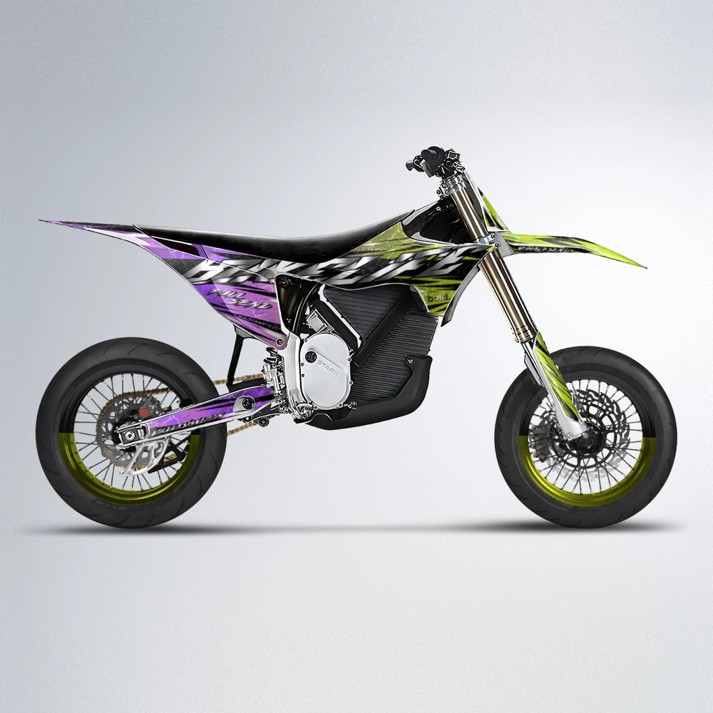 ILLUSION Stark Varg SM supermoto graphics kit in Purple & Yellow