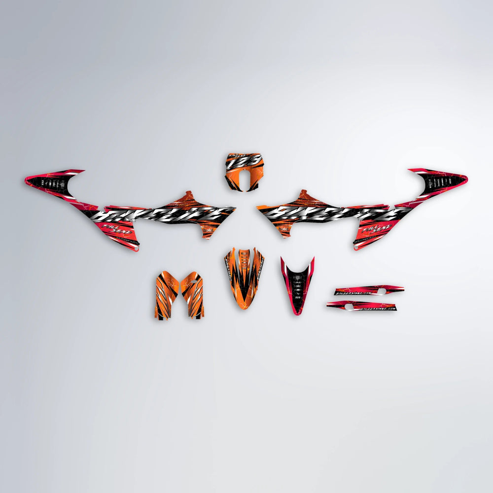 ILLUSION Stark Varg SM graphics kit parts layout in Red & Orange