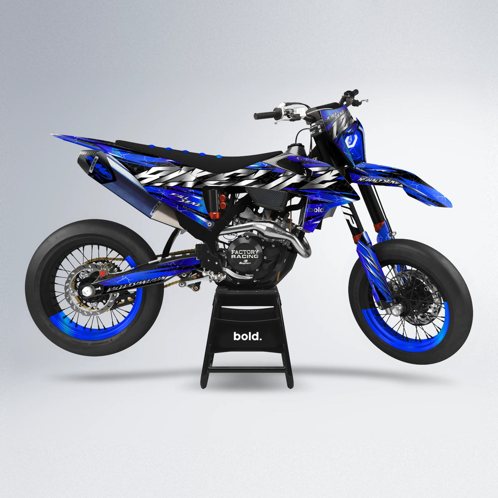 ILLUSION supermoto graphics kit in Blue Chrome