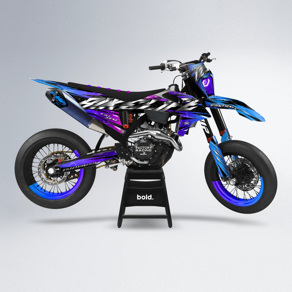 ILLUSION supermoto graphics kit in Blue Purple Fade