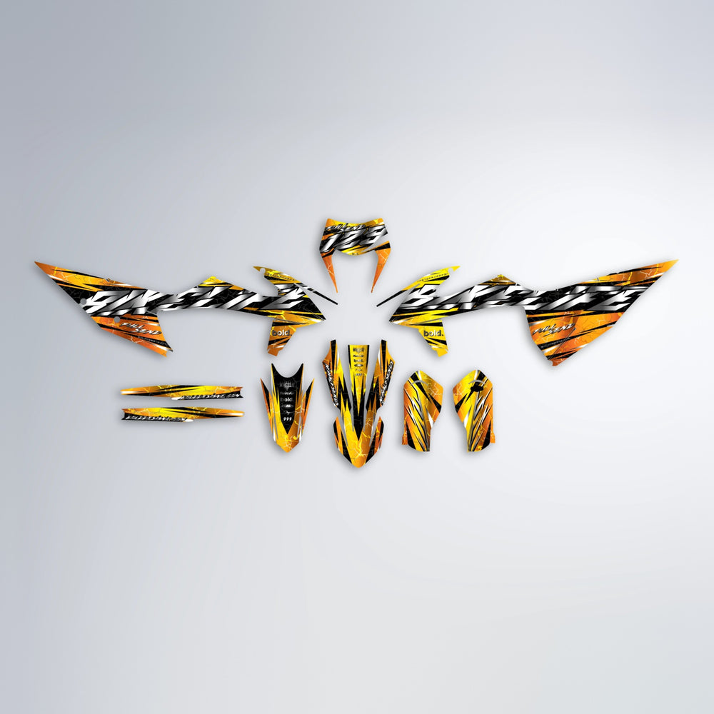 ILLUSION graphics kit parts layout in Orange & Yellow