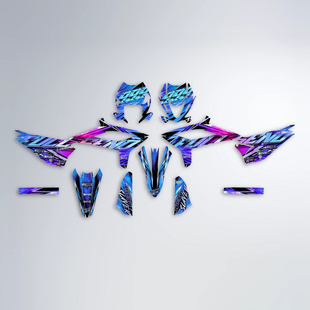 INFERNO Beta graphics kit parts layout in Blue Purple Fade