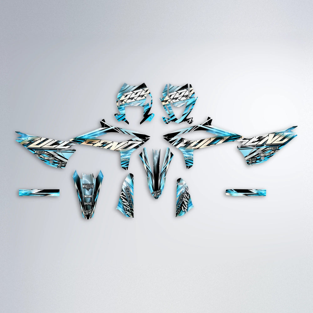 INFERNO Beta graphics kit parts layout in Light Blue & White