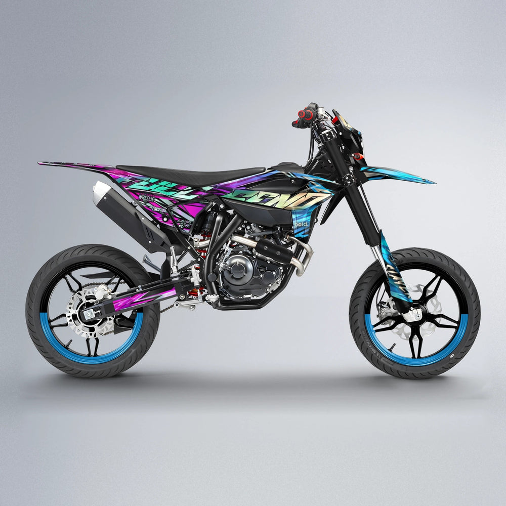 INFERNO Beta supermoto graphics kit in Pink & Light Blue