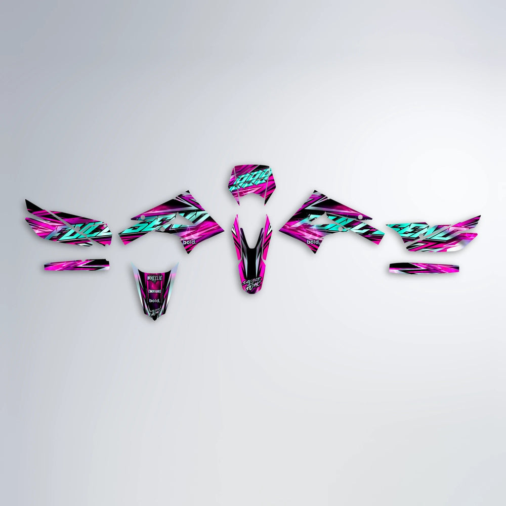 INFERNO Derbi Senda graphics kit parts layout in Pink