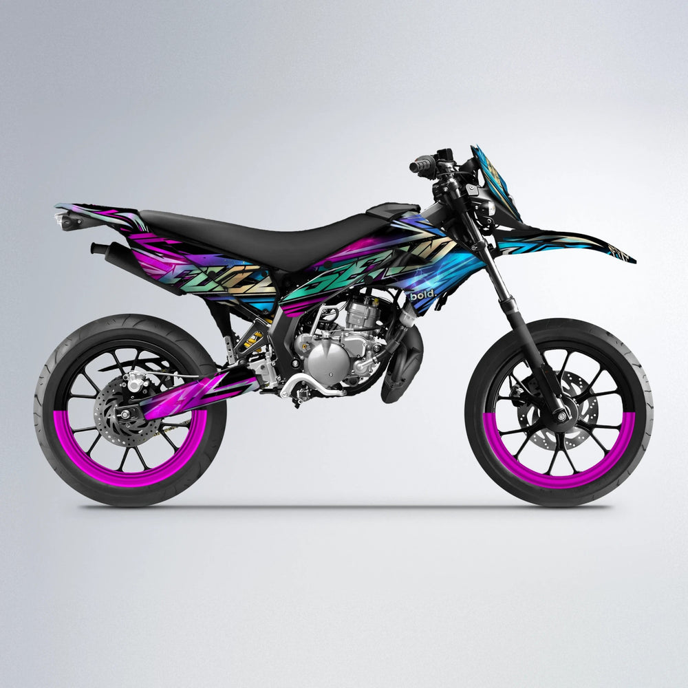 INFERNO Derbi Senda supermoto graphics kit in Pink & Light Blue
