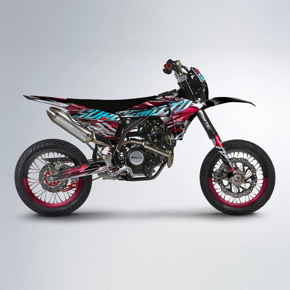 INFERNO Fantic supermoto graphics kit in Black & Red