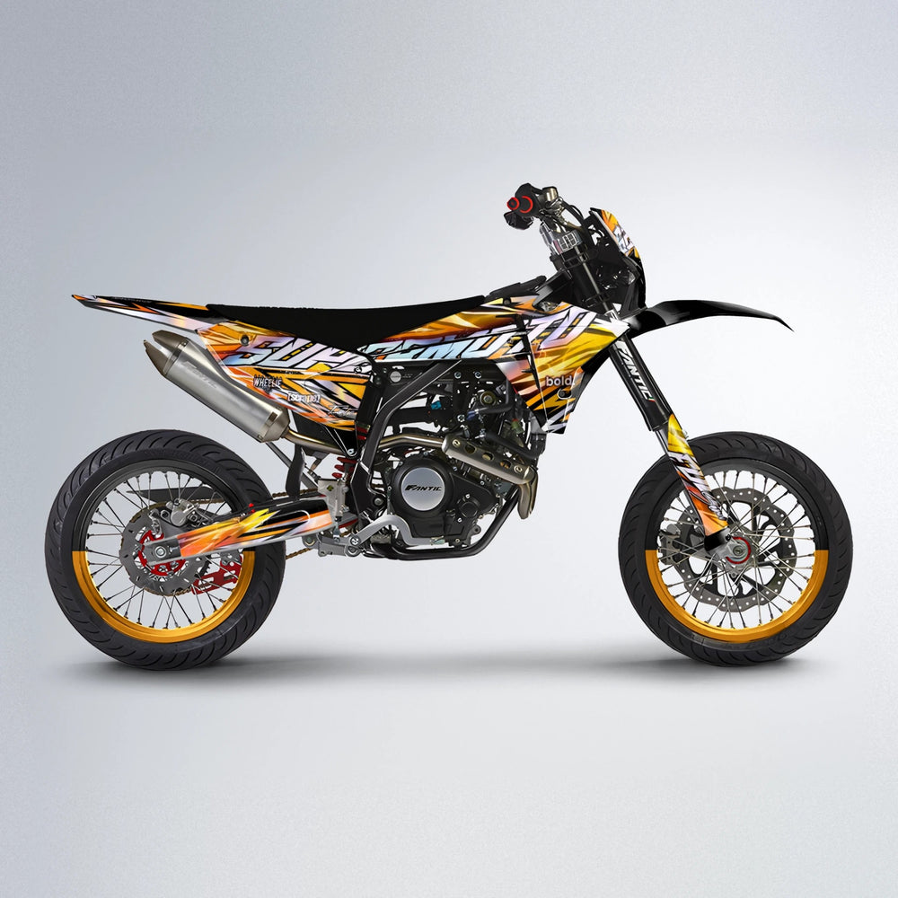 INFERNO Fantic supermoto graphics kit in Orange & Yellow