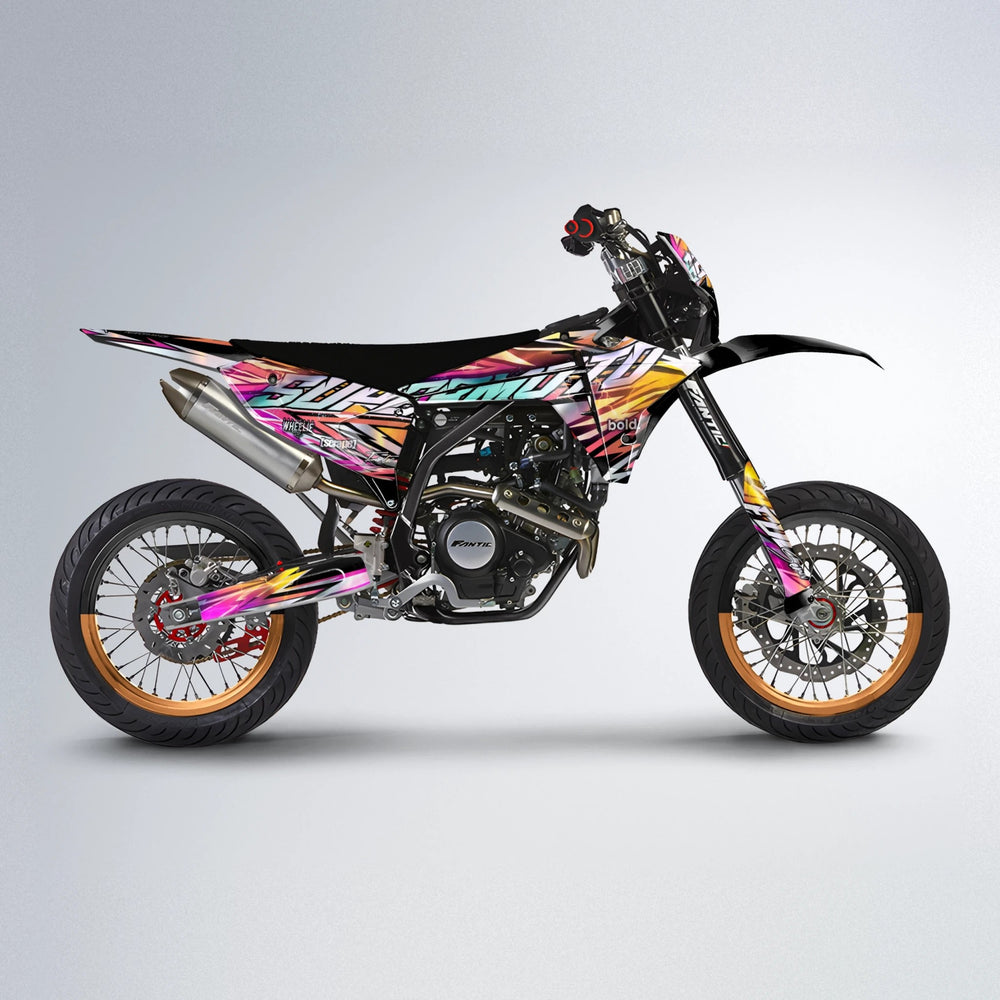INFERNO Fantic supermoto graphics kit in Pink & Yellow