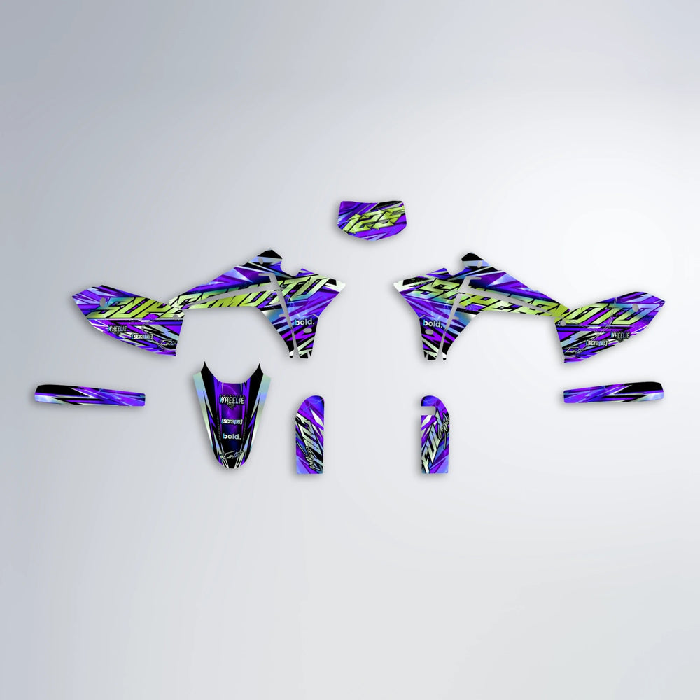 INFERNO Fantic graphics kit parts layout in Purple