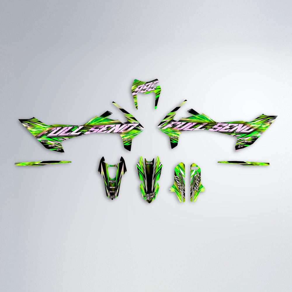 INFERNO KTM SMC 690 graphics kit parts layout in Green