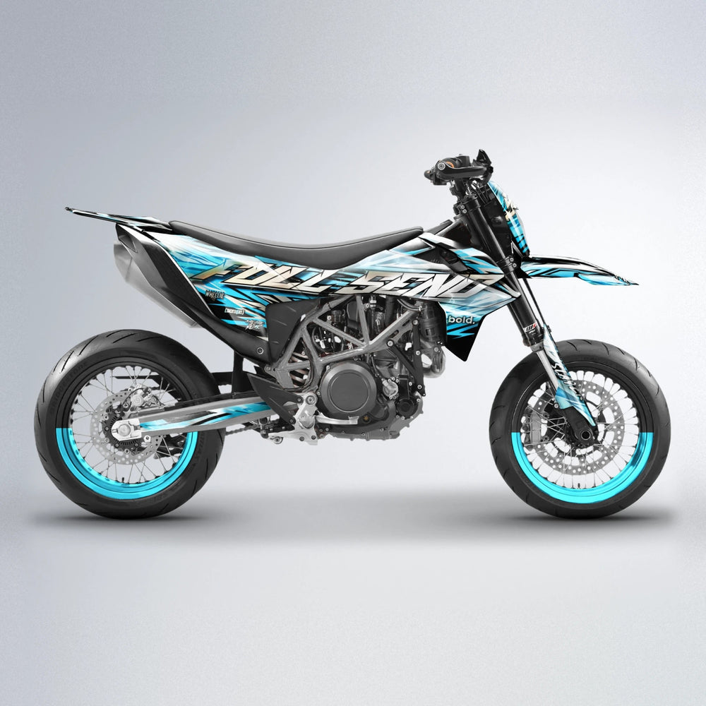 INFERNO KTM SMC 690 supermoto graphics kit in Light Blue & White