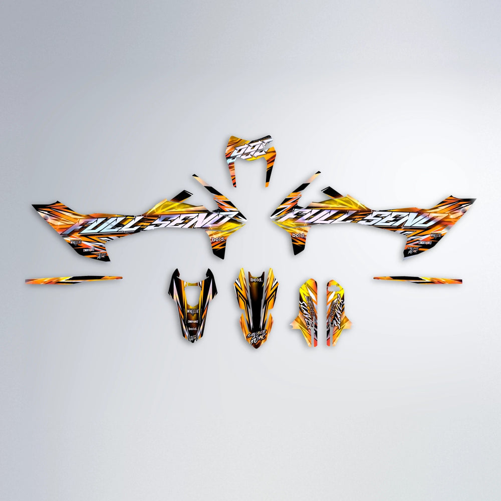 INFERNO KTM SMC 690 graphics kit parts layout in Orange & Yellow