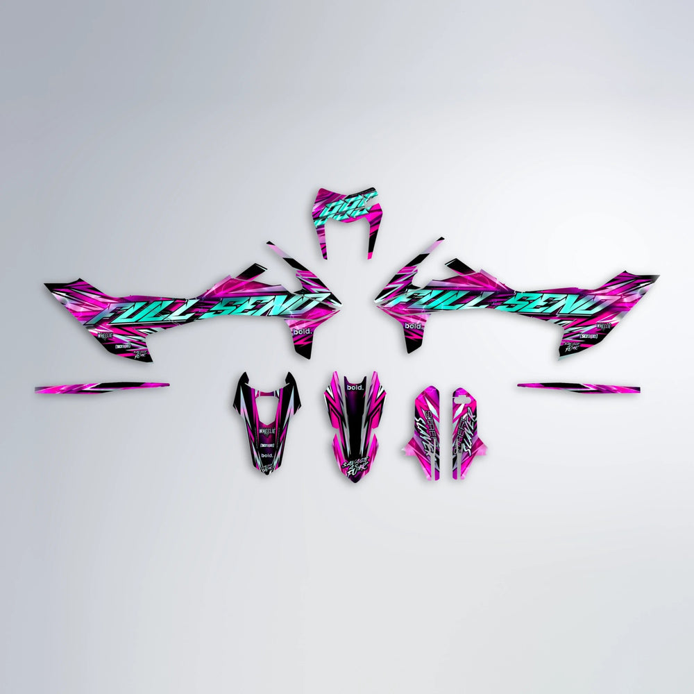 INFERNO KTM SMC 690 graphics kit parts layout in Pink