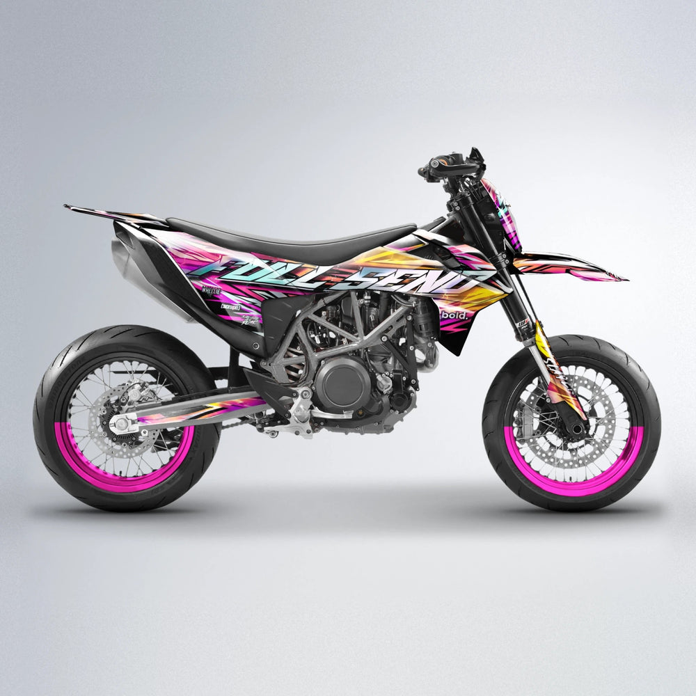 INFERNO KTM SMC 690 supermoto graphics kit in Pink & Yellow