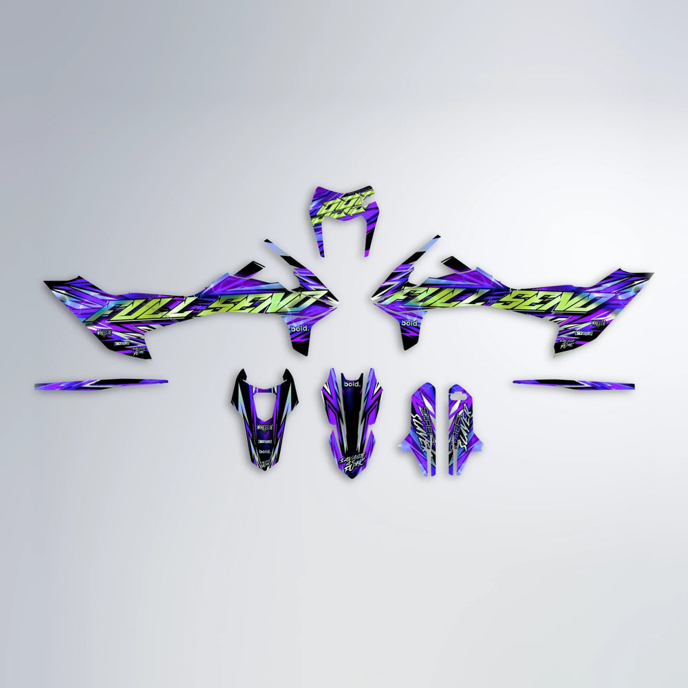 INFERNO KTM SMC 690 graphics kit parts layout in Purple