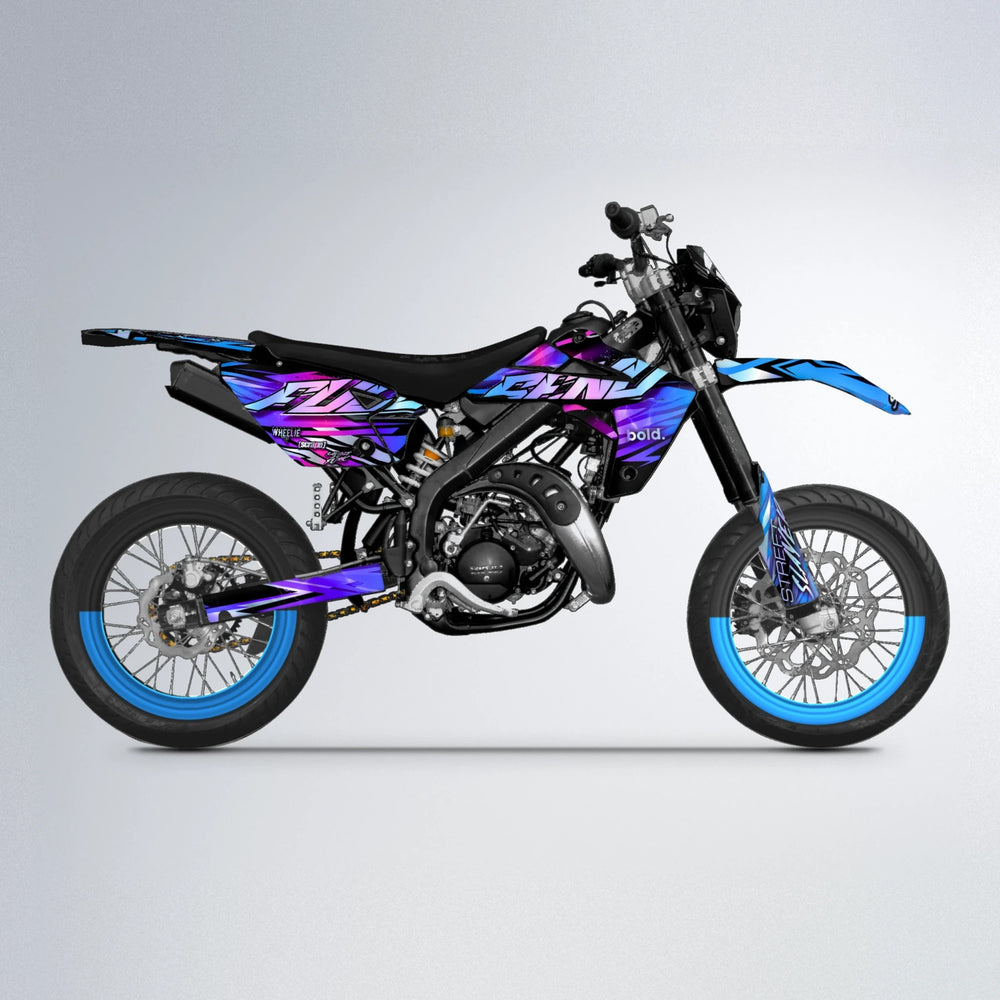 INFERNO Rieju MRT supermoto graphics kit in Blue Purple Fade