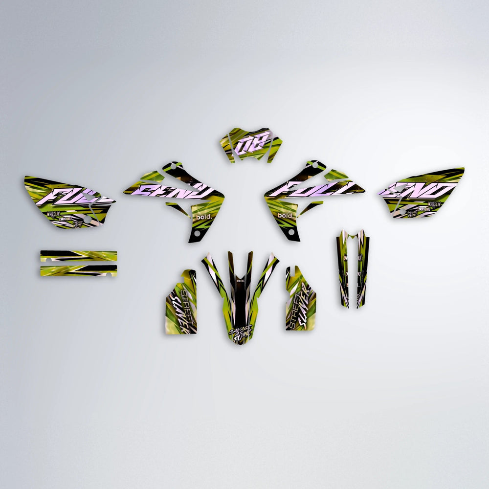 INFERNO Rieju MRT graphics kit parts layout in Olive