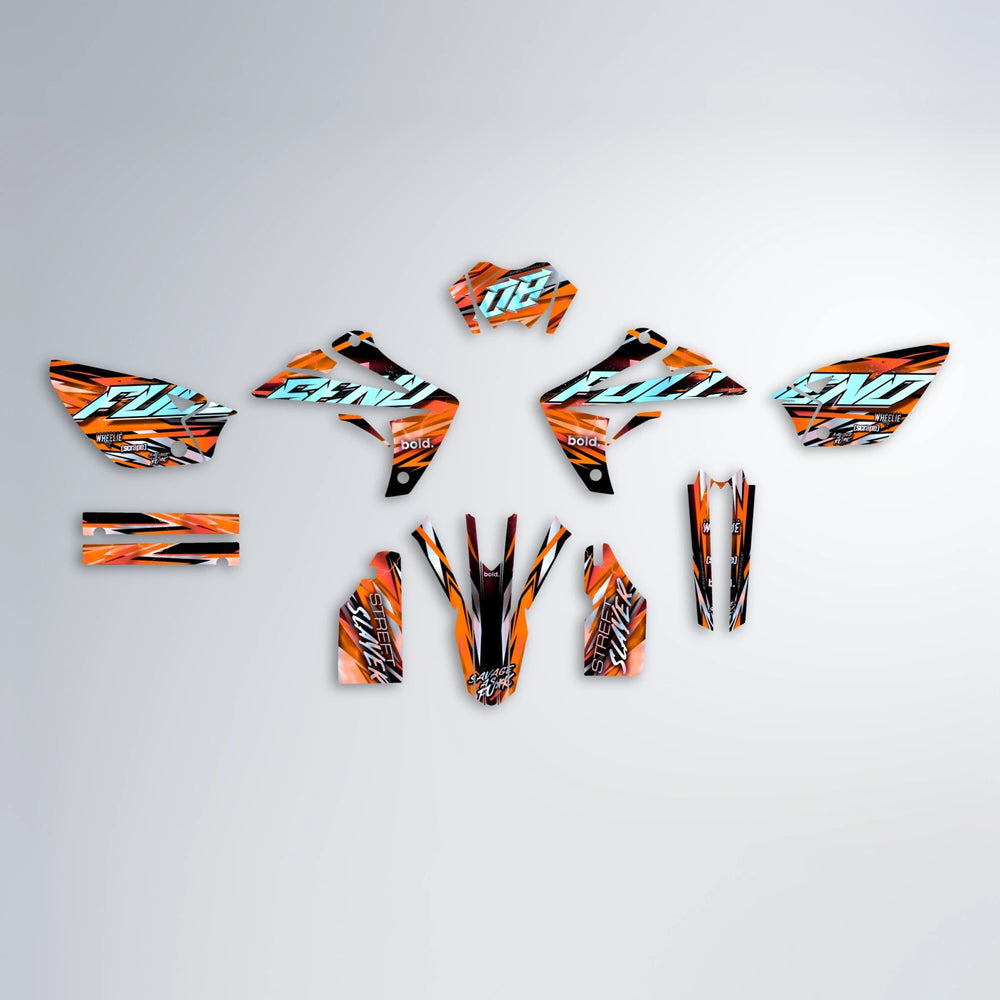 INFERNO Rieju MRT graphics kit parts layout in Orange