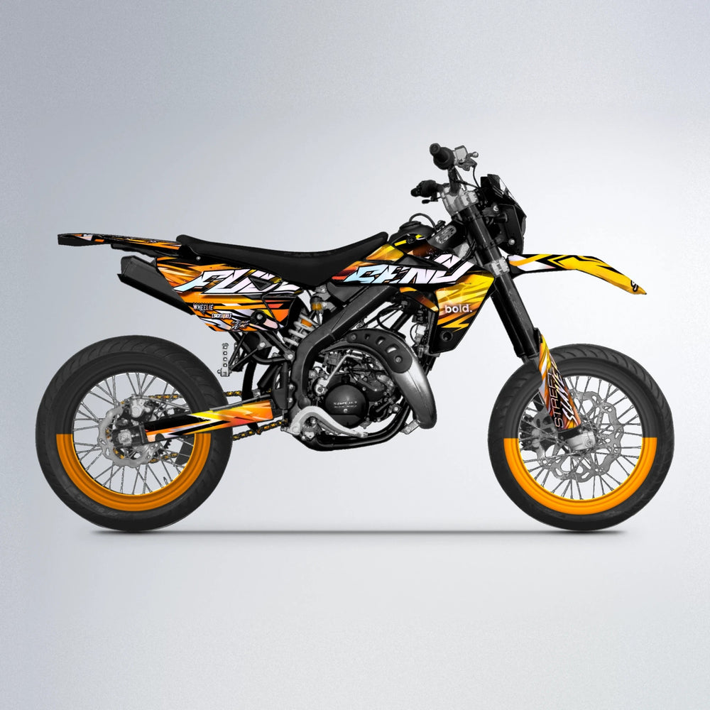 INFERNO Rieju MRT supermoto graphics kit in Orange & Yellow