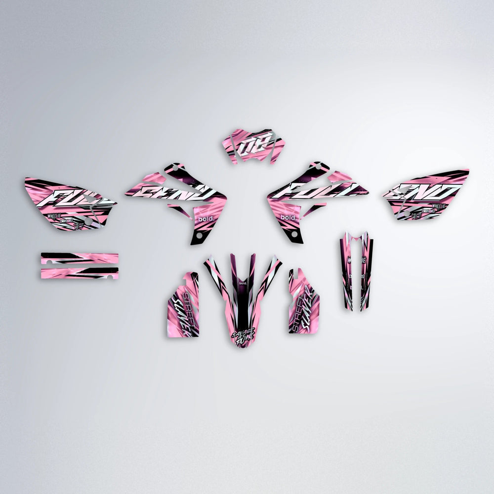INFERNO Rieju MRT graphics kit parts layout in Sakura Pink