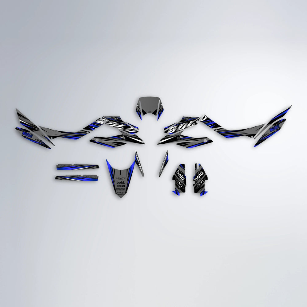 KLING Aprilia SX 125 graphics kit parts layout in Blue