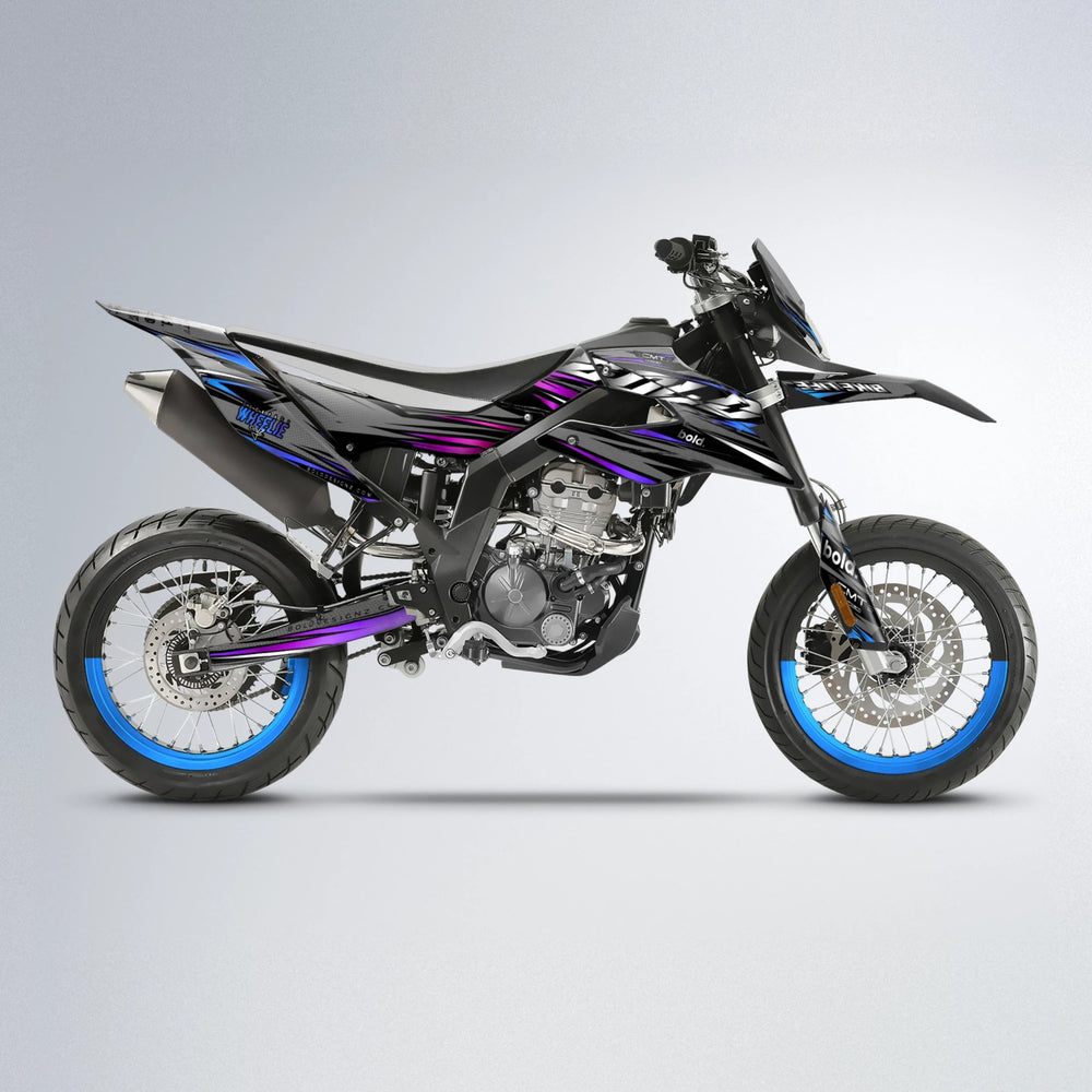 KLING Aprilia SX 125 supermoto graphics kit in Blue Purple Fade
