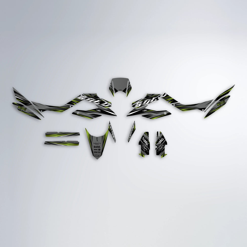 KLING Aprilia SX 125 graphics kit parts layout in Olive