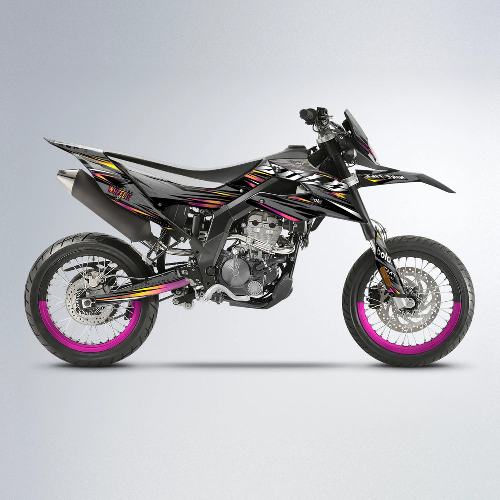 KLING Aprilia SX 125 supermoto graphics kit in Pink & Yellow