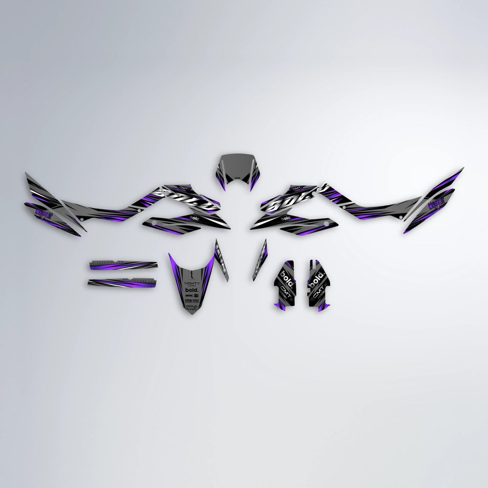 KLING Aprilia SX 125 graphics kit parts layout in Purple