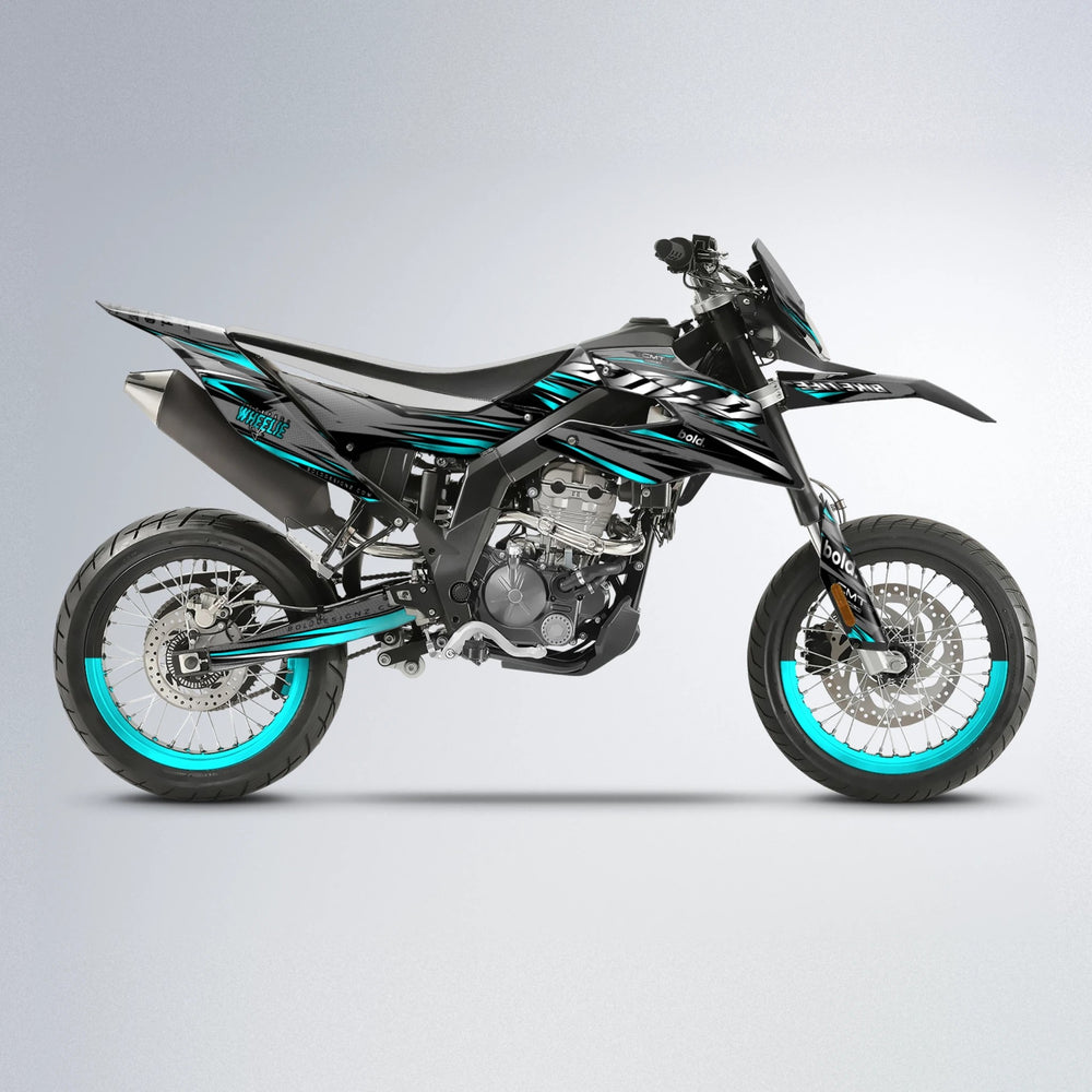 KLING Aprilia SX 125 supermoto graphics kit in Teal