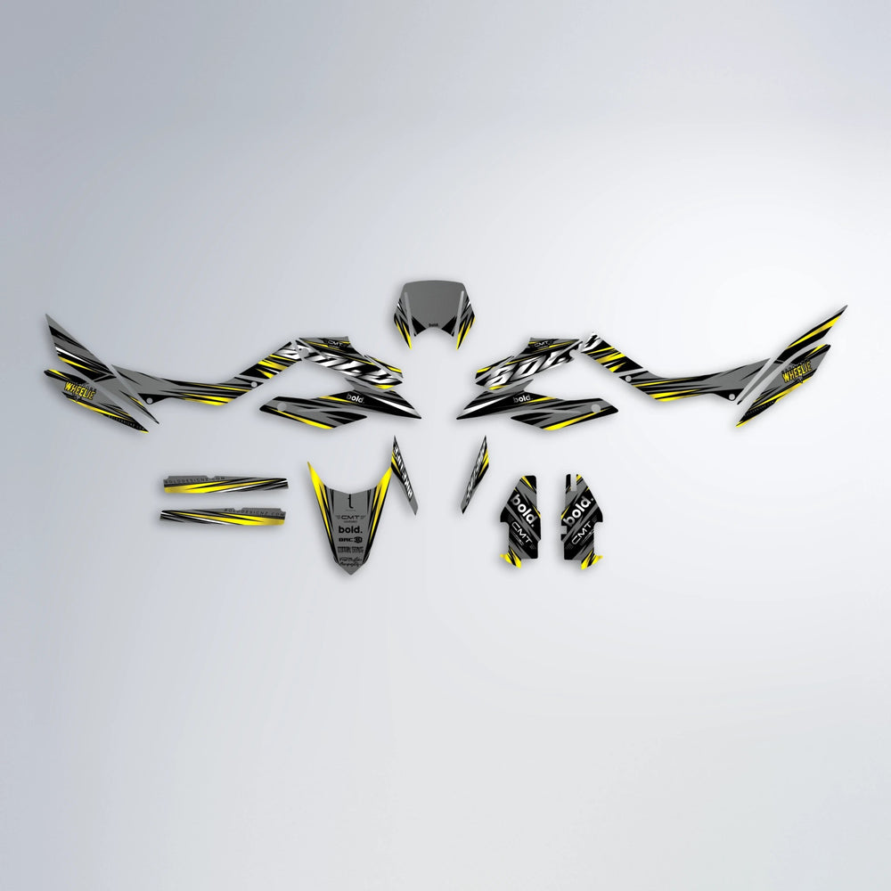 KLING Aprilia SX 125 graphics kit parts layout in Yellow