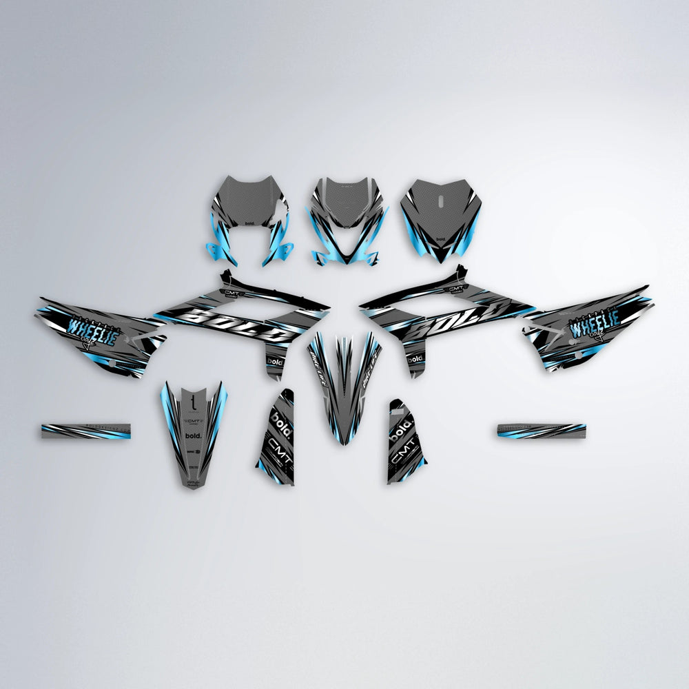 KLING Beta graphics kit parts layout in Light Blue & White