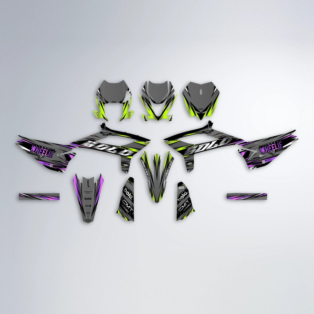 KLING Beta graphics kit parts layout in Purple & Yellow