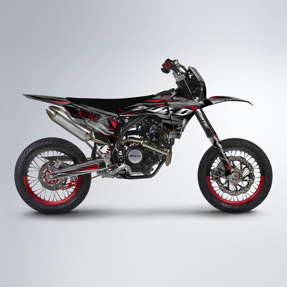 KLING Fantic supermoto graphics kit in Black & Red