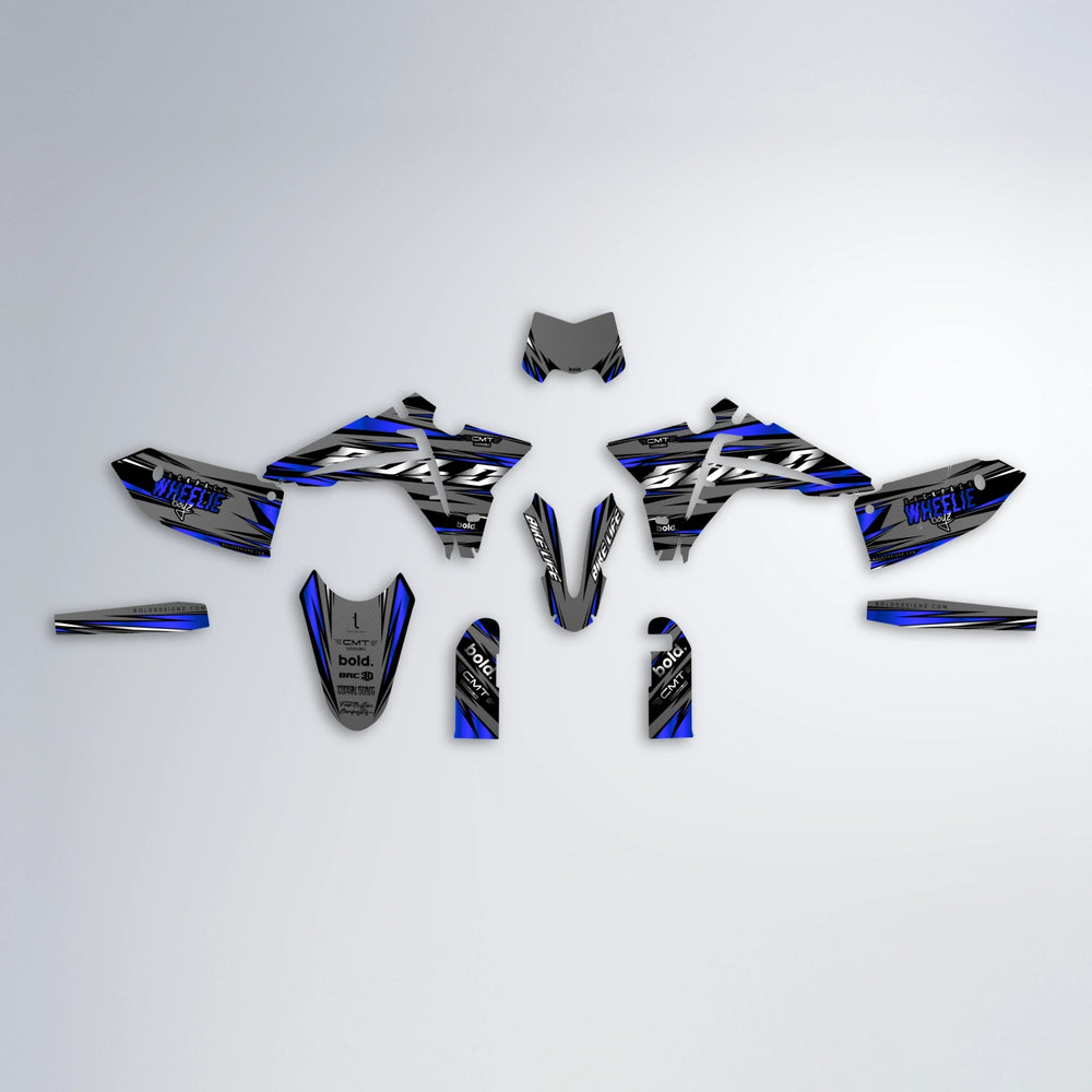 KLING Fantic graphics kit parts layout in Blue