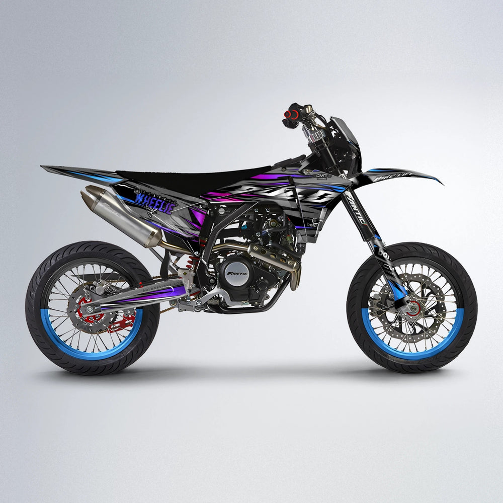KLING Fantic supermoto graphics kit in Blue Purple Fade