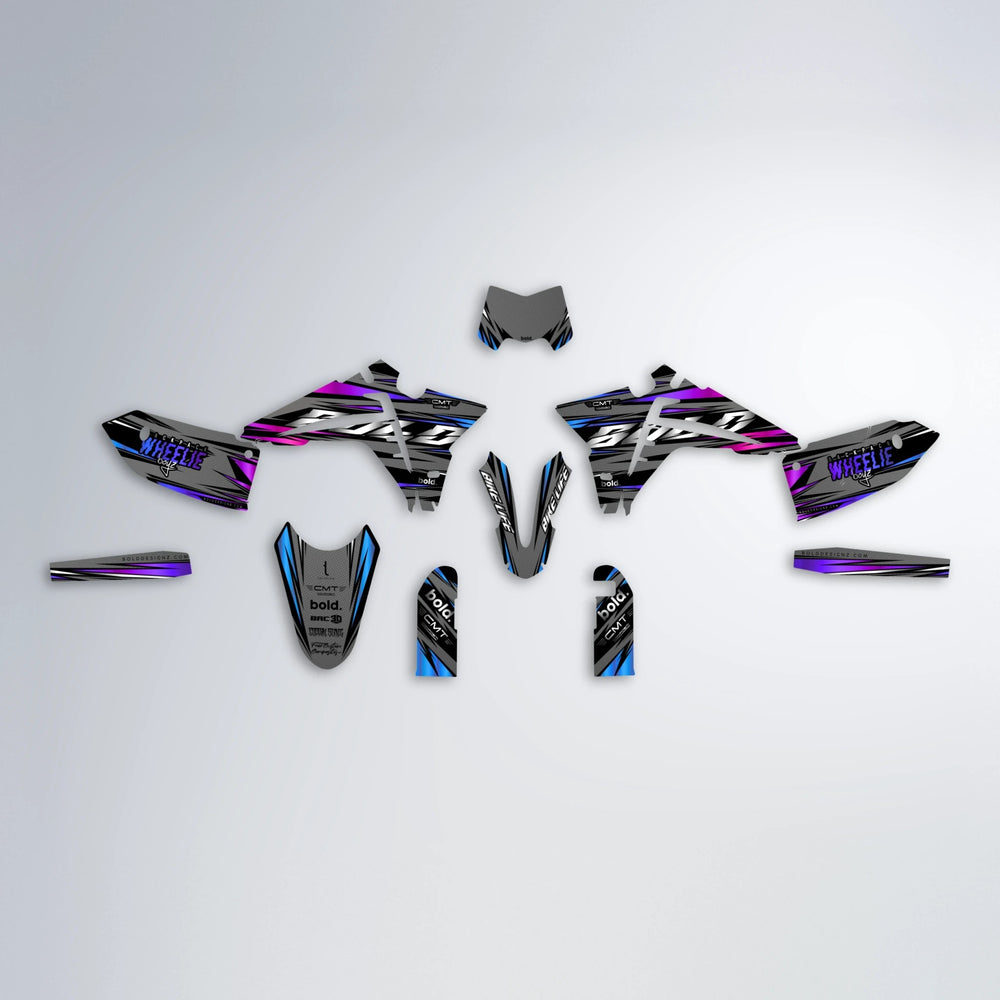 KLING Fantic graphics kit parts layout in Blue Purple Fade