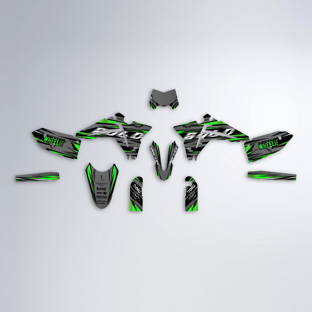 KLING Fantic graphics kit parts layout in Green