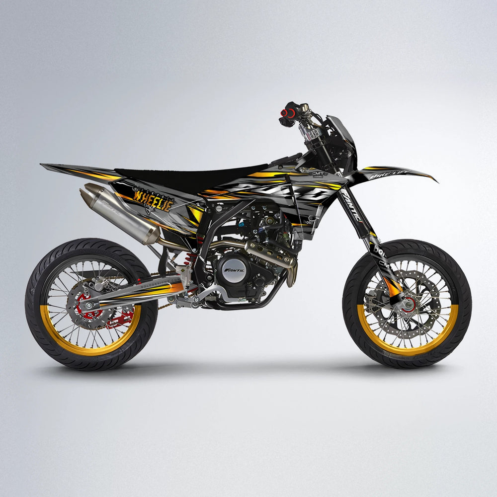 KLING Fantic supermoto graphics kit in Orange & Yellow